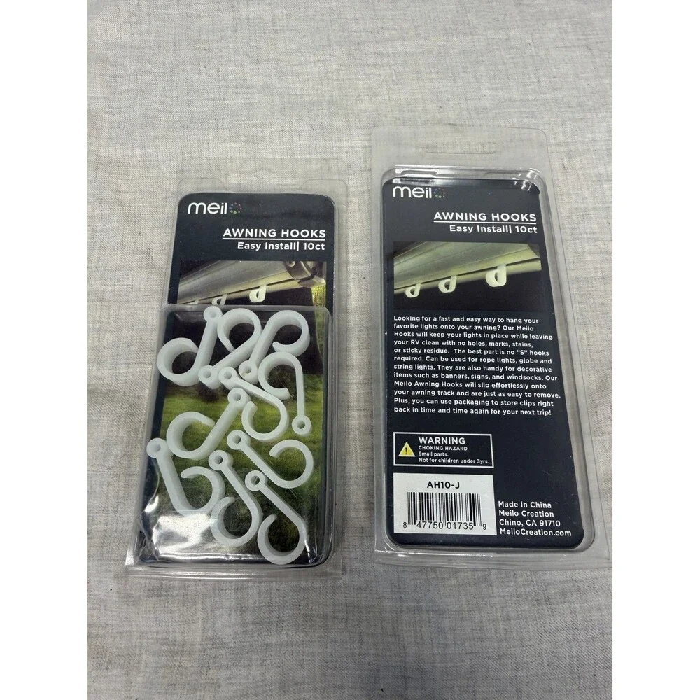 QTY 2 PACKS OF 10 MEIL AWNING HOOKS AH10-J
